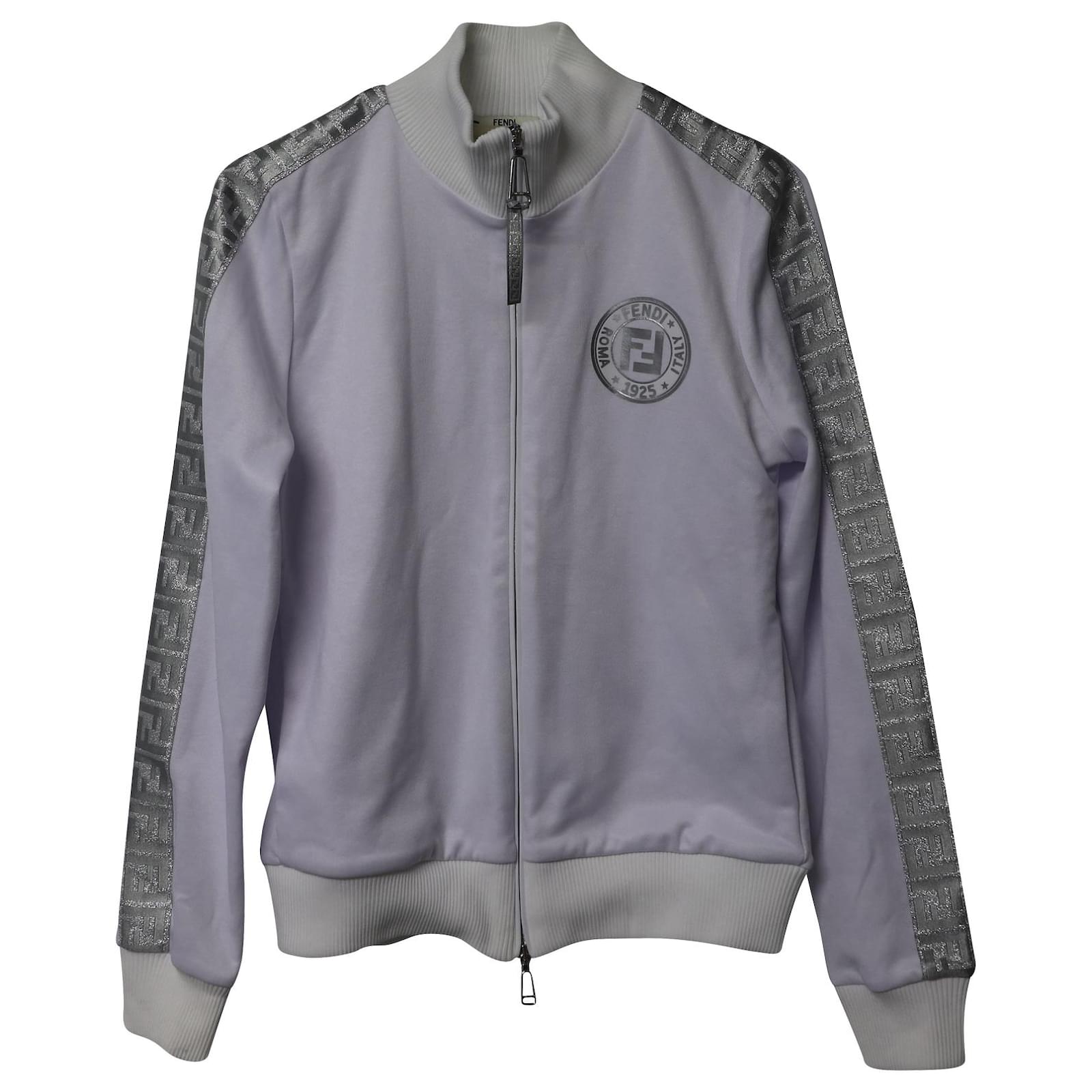 Copie de fendi-veste-de-survetement-zippee-en-coton-blanc-polyester